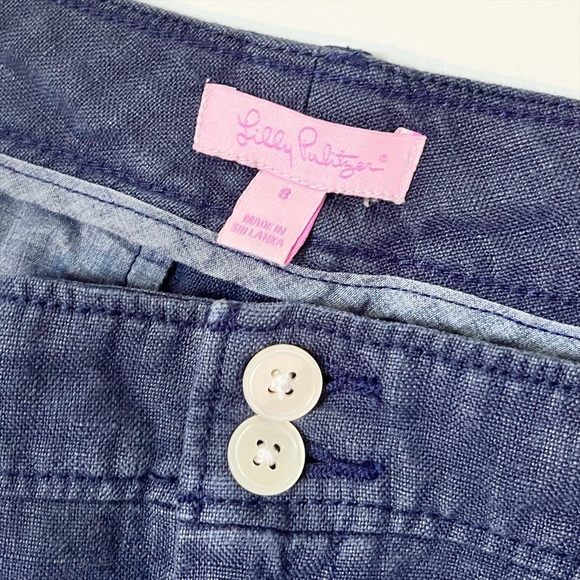 Lilly Pulitzer 100% Linen Straight Leg Pants 8 navy blue casual full length - Picture 5 of 12